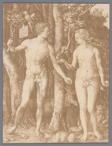 Albrecht Dürer'in Adem ve Havva gravürünün fotoğraflı reprodüksiyonu by Anonymous