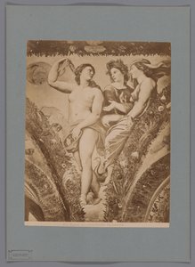 Fotoreproductie van het fresco Amor en Psyche in de Loggia di Psyche, Villa Farnesina te Roma Roma. Amor ve Ruh. Farnesina (nesne üzerindeki başlık) by Anonymous