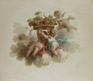 Meyve Sepeti Taşıyan Dört Putti by Anonymous