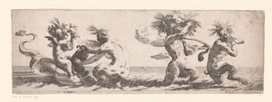 Deniz hayvanı üzerinde satir ve putto ile Frizce by Anonymous
