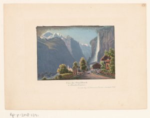 Staubbach ve Staubbachwaterval Manzarası Lauterbrunen'deki Staubback Manzarası (nesne üzerindeki başlık) by Anonymous