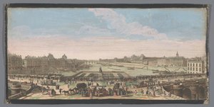 Pont Neuf'un Paris'te Seine nehri üzerinde, Pont Royal Autre vue Privé de Paris ödülüne doğru görülen Pont Neuf'un Pont Royal'e karşı bakış açısı (nesne üzerindeki başlık) by Anonymous