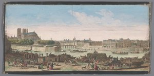 Gezicht op de stad Parijs gezien vanaf de Quai de Miramion Notre Dame