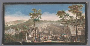 Gezicht op het Château de Saint-Cloud İkinci kapıdaki ana caddenin yanından Chateau de St. Cloud