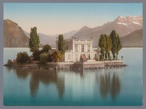 Cenevre Gölü'ndeki Île de Salagnon'un görünümü, arka planda Dents du Midi lac Léman, Ile de Salagnon et la Dent du Midi (nesnedeki başlık) by Anonymous