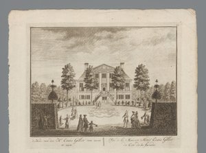 Esaie Gillot 't Huis van den Hr. Önden görülen Esaie Gillot / Vüe de la Maison Monsr. Esaie Gillot du Coté de la cephe (nesne üzerindeki başlık) Kabine van den Hr.'nin iç görünümü. Esaie Gillot / Vüe de la Maison de M by Anonymous