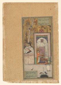 Bir sarayda oturan bir adam için bir duyuru ile göksel haberci by Anonymous