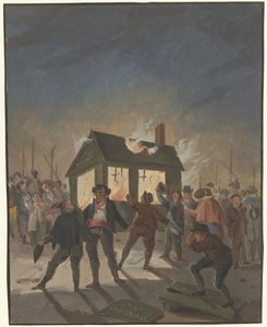 15 Kasım 1813'te Amsterdam'da gümrük binalarının yakılması by Anonymous