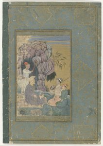 Bir keşişi ziyaret eden saraylılar by Anonymous