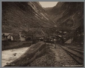 Göschenen Göschenen'deki Gotthard tünelinin girişi, eingang i/das Gotthardtunnel (nesne üzerindeki başlık) by Anonymous