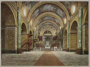 Valletta Malta'daki Interieur van de Sint-Janscokathedraal. S. Giovanni Katedrali'nin içi (nesne üzerindeki başlık) by Anonymous