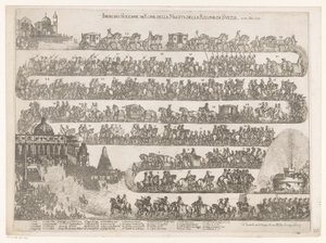 İsveç Kraliçesi Christina'nın Roma'ya girişi Roma della Maestra della Regina di Svezia ai 23 xbre 1655'te Ingresso Solenne (nesne üzerindeki başlık) by Anonymous