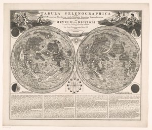 Kaart van de maan Ay lekelerinin tam olarak tanımlandığı Selenografik harita (...) (nesne üzerindeki başlık) by Anonymous