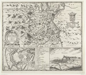 Kaart van het prinsdom Orange, 1639 Orange Prensliği ve Venaissin County (nesnenin başlığı) by Anonymous