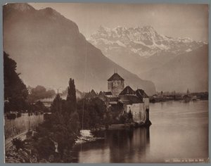 Cenevre Gölü'ndeki Chillon Kalesi, uzakta Dents du Midi Chillon et la Dent du Midi (nesnedeki başlık) by Anonymous