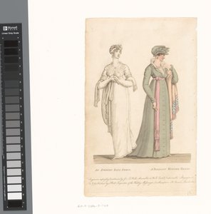 La Belle Assemblée, 1 Mart 1807, No. 14: Bir gece elbisesi / Parisli bir kış elbisesi by Anonymous