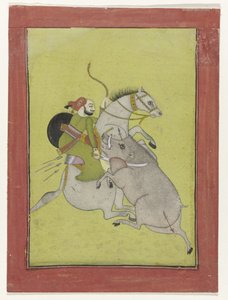 Maharao Umed Singh veya Bundi Maharaja Umed Singh, bir yaban domuzu öldürüyor by Anonymous