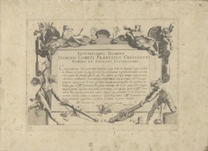 Ornamenteel cartouche, opdracht aan de schilder Francesco Crescenzi ile tanıştı Her türden en asil olan bir at: dünyanın çeşitli yerlerinden seçilen atların seçkin bir karakteri (...) (nesne üzerine seri başlığı) by Anonymous