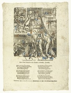 Odasında yaşlı adam (vanitas) Odasında oturan yaşlı bir adam konuşuyor. (nesne üzerindeki başlık) by Anonymous