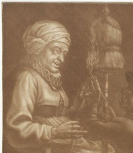 Bir distaff ile yaşlı kadın by Anonymous