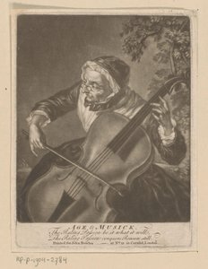 Yaşlı kadın çello çalıyor Yaş ve Musick (nesne üzerindeki başlık) by Anonymous