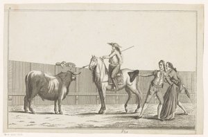 Picador mızrağını bir boğaya doğrultuyor Coleccion de las Principales suertes de una corrida de toros (nesne üzerinde seri başlığı) En önemli boğa güreşi manevralarının toplanması (seri başlığı) by Anonymous