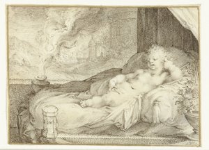 Kanepede yatan putto by Anonymous