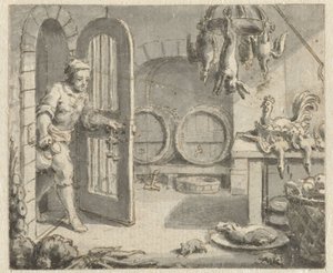 Jean de la Fontaine'in Masalları'nın bir baskısı için İllüstrasyonlar için Şehir Sıçan ve Ülke Sıçan Tasarımları (seri başlığı) by Anonymous