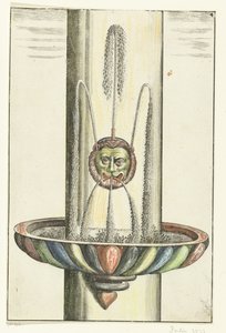 Aslan başlı yuvarlak lavabo Architectura Curiosa Nova (dizi adı) by Anonymous