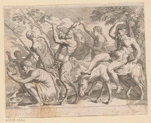 Silenus saters en maenaden ile bir araya geldi by Anonymous