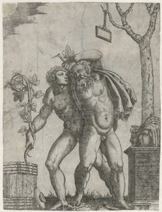 Genç bir Bacchant tarafından desteklenen Silenus by Anonymous