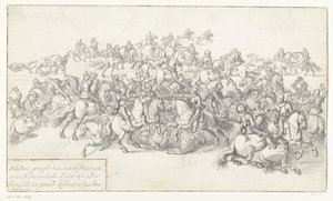 Gurme Savaşı, 1600 Breaut ve Gerard Leckerbeetge Ao yönetiminde 22 Franko ve 22 Hollandalı Ruyteren arasında kanlı bir savaş. 1600 (nesne üzerindeki başlık) by Anonymous