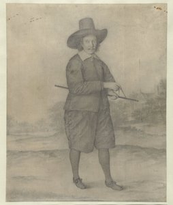 Geniş kenarlı şapka, tam boy ayakta adam by Anonymous