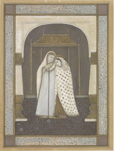 Ayakta yaşlı ve genç kadın by Anonymous
