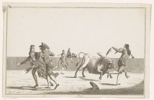 Boğa banderillas ile meydan okuyor Coleccion de las Principales suertes de una corrida de toros (nesne üzerinde seri başlığı) En önemli boğa güreşi manevralarının toplanması (seri başlığı) by Anonymous