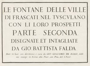 Çerçeveli başlık ile başlık baskısı Fontane delle ville di Frascati (dizi başlığı) Frascati Çeşmeleri (dizi başlığı) by Anonymous