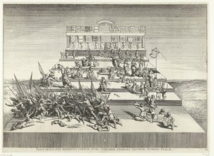 Oorlog en vrede üzerinden Toneelvoorstelling; intocht van Ferdinand te Gent, 1635 (nr. 42) Böyle yaşlar, dediler takipçilerine, Koş Charles V Genethliacon Tiyatrosu by Anonymous