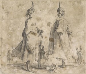 Kafalarında türban olan pelerinli iki adam Kostüm Çalışmaları (dizi adı) by Anonymous