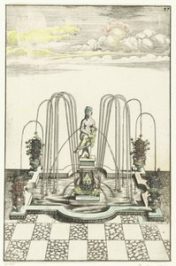 Yarım daire biçimli çıkıntılara sahip kare lavabo Architectura Curiosa Nova (dizi adı) by Anonymous