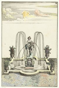 Yarım daire biçimli çıkıntılara sahip kare lavabo Architectura Curiosa Nova (dizi adı) by Anonymous