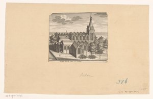 Ao için 1544 d'Oude Kerk'ten önce Amsterdam'daki Oude Kerk'in kuşbakışı görünümü. 1544 (nesne üzerindeki başlık) by Anonymous