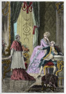 Kraliçe'nin Kolyesi Meselesi (1785-1786): Kardinal Louis Rene Edouard de Rohan (1734-1803), Kral XVI. Louis (1754-1793) ve Kraliçe Marie Antoinette'in (1755-1793) önünde by Anonymous Anonymous