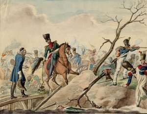 Bataillle de Leipsig (bataille des Nations) - Leipzig Savaşı'ndan Bir Bölüm - Anonim - 1813 - Kağıt üzerine suluboya - 16,2x20,8 - Özel Koleksiyon by Anonymous Anonymous