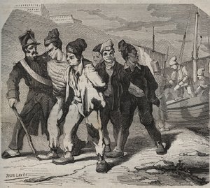 19. yüzyılda Belle-Ile-en-Mer (denizdeki güzel ada). Pierre Zaccone (1817-1895) (Colonia Penale - Ceza kolonisi) tarafından “Kuruluşlarından günümüze cezaevlerinin tarihi” (1877) adlı gravür by Anonymous Anonymous