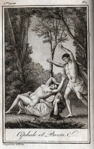 Cephale ve Procris (Cephalus) çifti aşıktır. Charles Albert Demoustier (1760-1801) tarafından "Lettres a Emilie sur la mitolojisinde" 1819