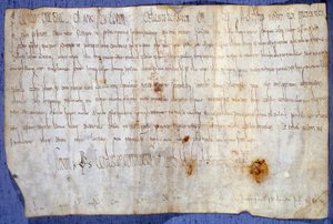 27/03/779 tarihinde Saint Germain des Pres manastırını vergiden muaf tutan Kral Charlemagne (Charles I, Charles the Great veya Carolus Magnus) (742-814) Tüzüğü. Paris, Ulusal Arşivler by Anonymous Anonymous