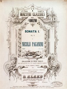 N Paganini'nin Sonata 1, op 2'nin müzik notalarının kapağı by Anonymous Anonymous