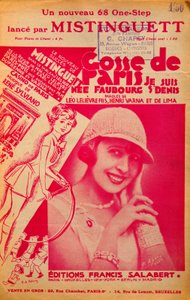 Fransız şarkıcı Mistinguett (Mistinguette) (1875 - 1956) tarafından söylenen “Gosse de Paris” müziğinin kapağı by Anonymous Anonymous