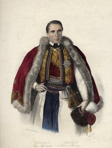 Daniel de Montenegro (1826-1860) (Danilo Aleksander Petrovic Njegos) - I. Danilo, Karadağ Prensi - Anonim - 1853 - Litografi, suluboya - 40,7x30,9 - Özel Koleksiyon by Anonymous Anonymous