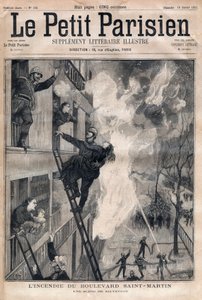Paris İtfaiyecisi: Boulevard Saint-Martin yangını sırasında kurtarma sahnesi. 1891